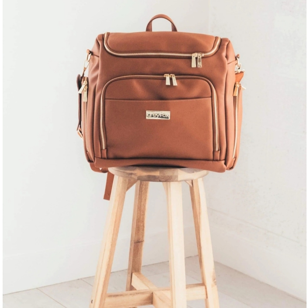 Greyfox Brown Vegan Leather Diaper Backpack